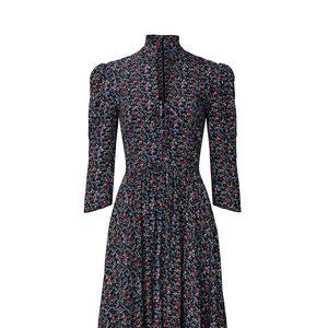 Petersyn Black Floral Lorna Midi Dress - Women's 4